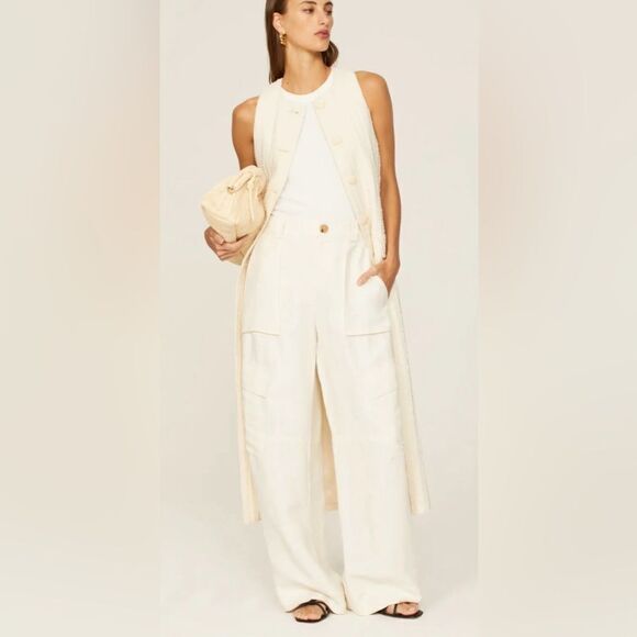 VINCE Linen Wide Leg Cargo Pants Size 8 - Picture 1 of 6
